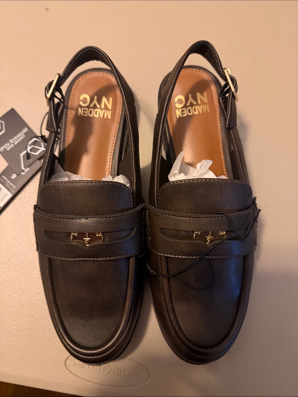 Madewell? No—Madgen NYC Brown Leather Slingback Loafers